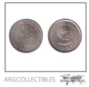 Peru Moneda 1 Inti 1986 Niquel KM-296 Gran Almirante Miguel Grau UNC