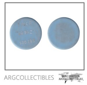 Guatemala Ficha Token 500 Libras Finca la Paz Plastico Azul Letras Pequeñas