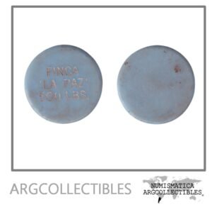 Guatemala Ficha Token 500 Libras Finca la Paz Plastico Azul Letras Grandes