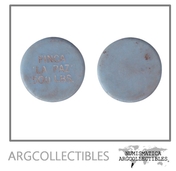 Guatemala Ficha Token 500 Libras Finca la Paz Plastico Azul Letras Grandes