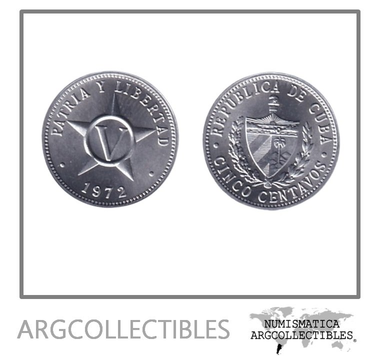 Cuba Moneda 5 Centavos 1972 Aluminio KM-34 UNC