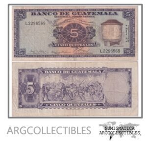 Guatemala Billete 5 Quetzales 1971 P-53h VF (Serie L)