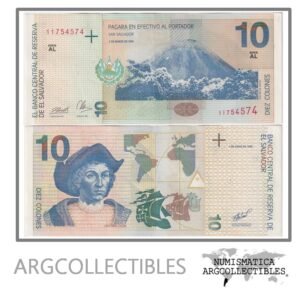 El Salvador Billete 10 Colones 1998 P-148b XF+ (Serie AL)