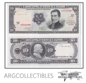 El Salvador Billete 10 Colones 1983 P-135A UNC (Serie GE)