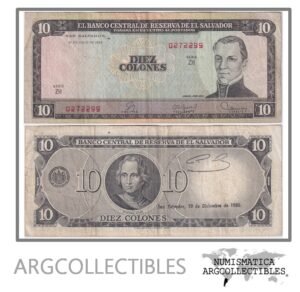 El Salvador Billete 10 Colones 1980 P-129b VF (Serie ZH)