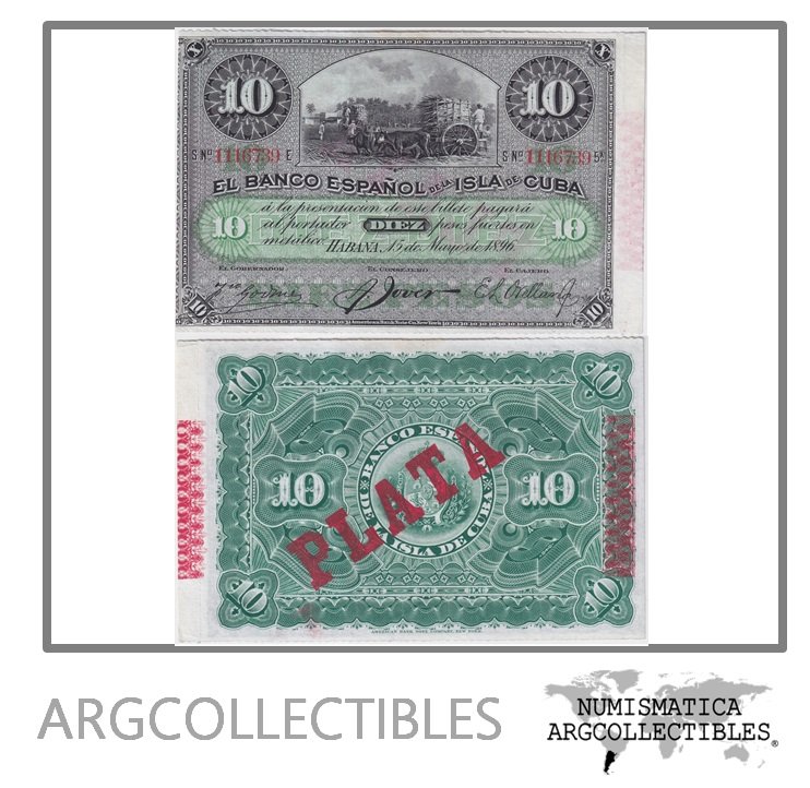 Cuba Billete 10 Pesos 1896 P-49d UNC
