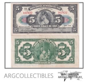 Peru Billete 5 Soles de Oro 1947 P-66a VF+