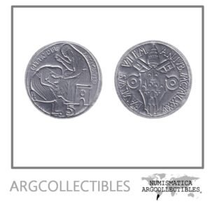 Vaticano Moneda 5 Liras 1975 Aluminio KM-126 Año Santo UNC