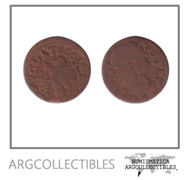 Polonia Moneda 1 Solido 1666 Juan II Casimiro Vasa Cobre KM-50 F+