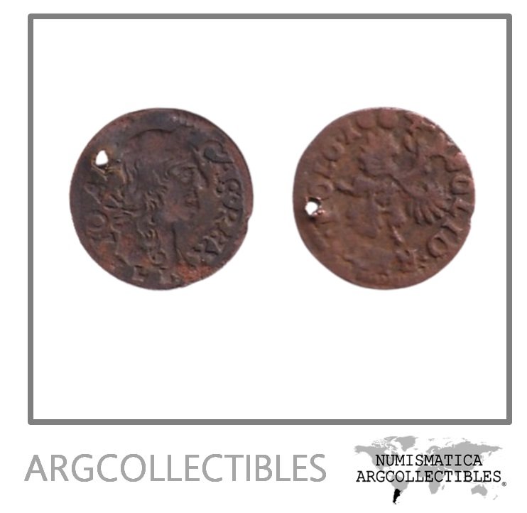 Polonia Moneda 1 Solido 1659-1667 Juan II Casimiro Vasa Cobre KM-110 F