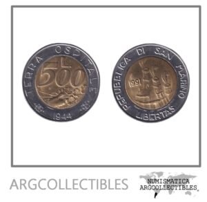 San Marino Moneda 500 Liras 1991 Bimetalica KM-269 UNC
