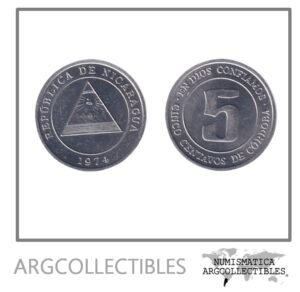 Nicaragua Moneda 5 Centavos 1974 Aluminio KM-27 UNC