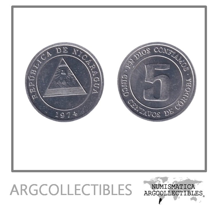 Nicaragua Moneda 5 Centavos 1974 Aluminio KM-27 UNC