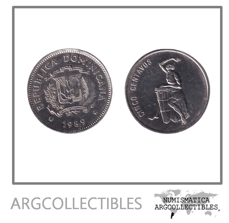 Republica Dominicana Moneda 5 Centavos 1989 Acero KM-69 AU