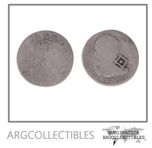 Cuba Moneda 2 Reales 1841 Plata 903 KM-1.2 VG Resello Rejilla sobre 2 Reales Sevilla