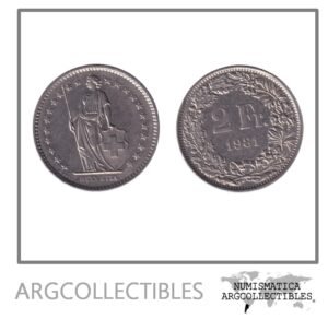 Suiza Moneda 2 Francos 1981 B Niquel KM-21a AU