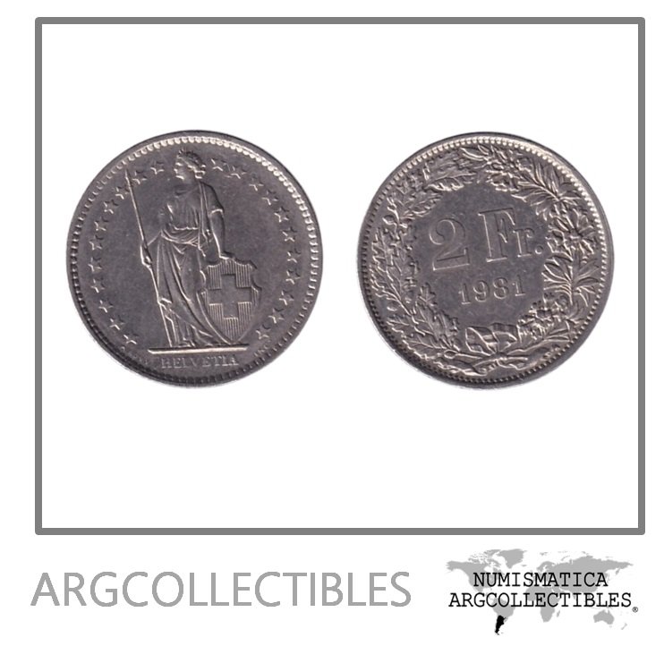 Suiza Moneda 2 Francos 1981 B Niquel KM-21a AU