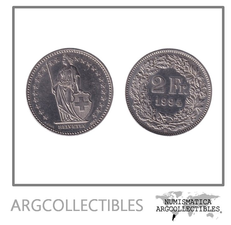 Suiza Moneda 2 Francos 1994 B Niquel KM-21a AU