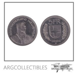 Suiza Moneda 5 Francos 1994 B Niquel KM-40a AU