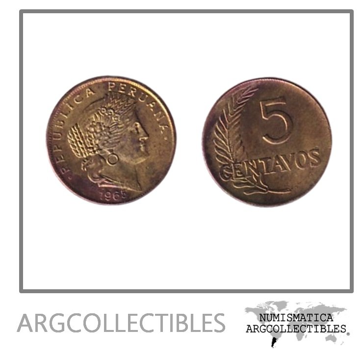 Peru Moneda 5 Centavos 1965 Bronce KM-233 UNC