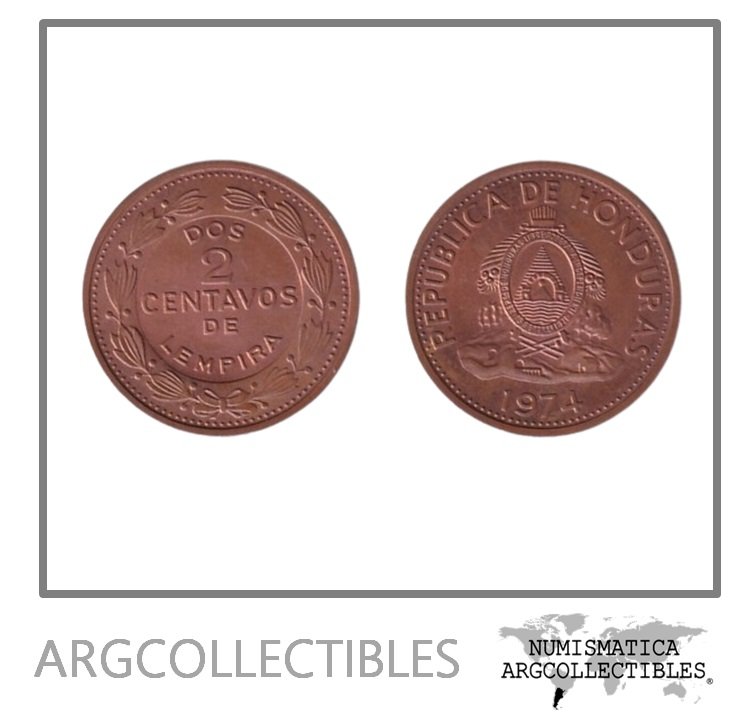 Honduras Moneda 2 Centavos 1974 Cobre KM-78a UNC