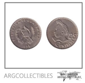 Guatemala Moneda 25 Centavos 1975 Niquel KM-272 AU