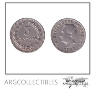 El Salvador Moneda 5 Centavos 1951 Niquel KM-134 VF+