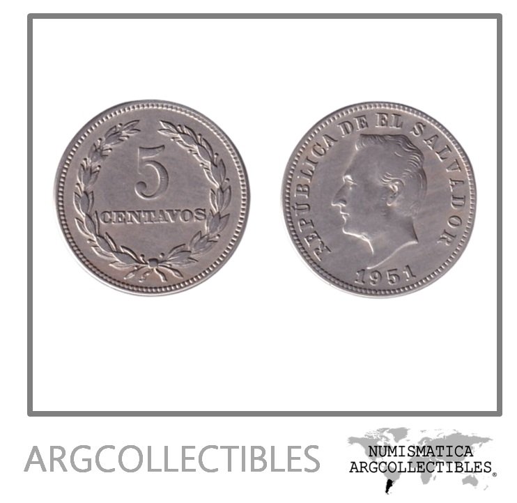 El Salvador Moneda 5 Centavos 1951 Niquel KM-134 VF+
