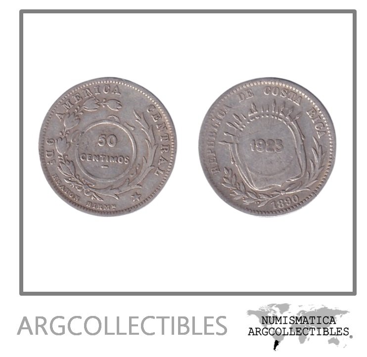 Costa Rica Moneda 50 Centimos 1923-1890 Plata 750 KM-159 VF+