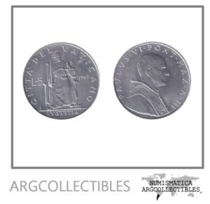 Vaticano Moneda 5 Liras 1965 KM-78 Aluminio UNC