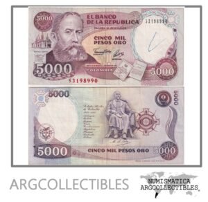 Colombia Billete 5.000 Pesos Oro 1993 P-436 VF+(Escrito)