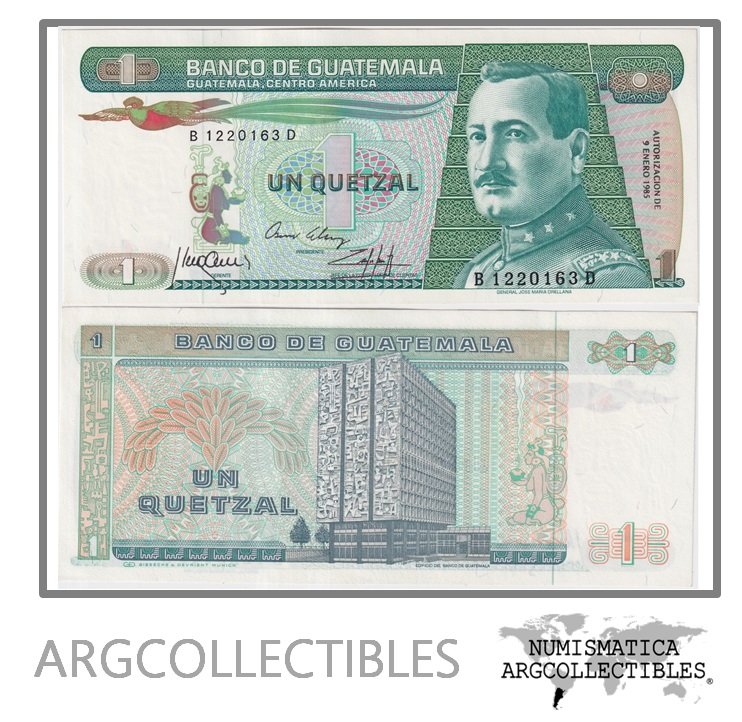 Guatemala Billete 1 Quetzal 1985 P-66/ANG-132 UNC (Serie BD)