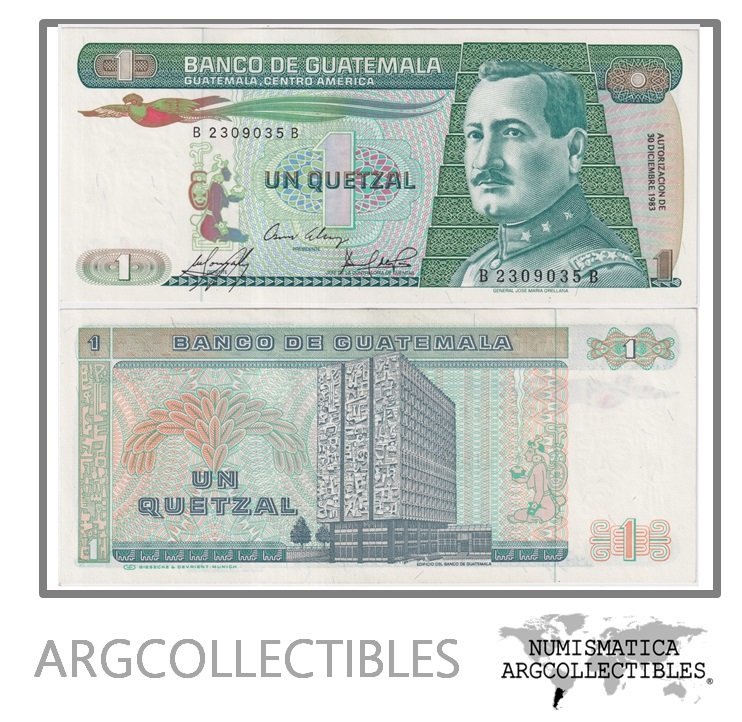 Guatemala Billete 1 Quetzal 1983 P-66/ANG-127 XF+ (Serie BB)