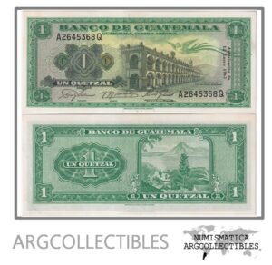 Guatemala Billete 1 Quetzal 1962 P-43d/ANG-49 UNC (Serie AQ)