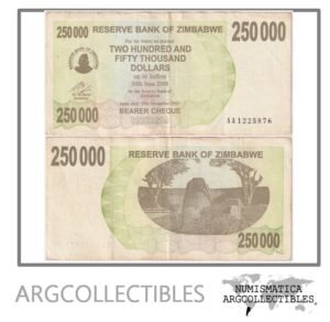 Zimbabwe Billete 250.000 Dolares 2007 P-50 VF+