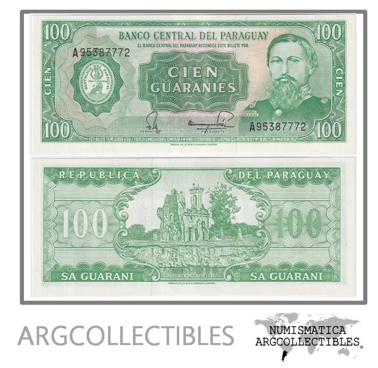 Paraguay Billete 100 Guaranies 1982 P-205(4) UNC (Firmas Silva-Paez)