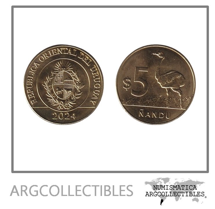 Uruguay Moneda 5 Pesos 2024 Laton Ñandu KM-136 UNC
