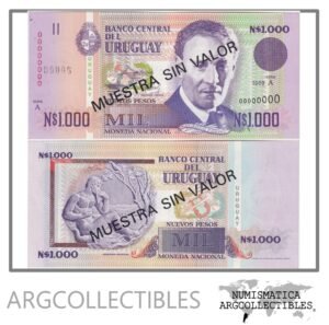 Uruguay Billete 1.000 Nuevos Pesos 1989 P-67a UNC (Specimen) (No Emitido)