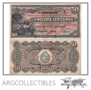 Uruguay Billete 50 Centesimos 1934 P-20a/CR-8.II.1 XF- (Serie D)