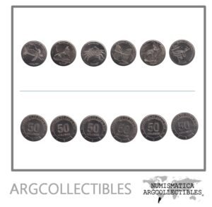 Costa Rica Set x 6 Monedas 50 Colones 2023 Laton Animales UNC