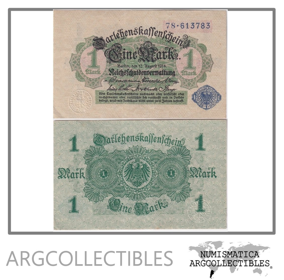 Alemania Billete 1 Marco 1914 P-52 AU