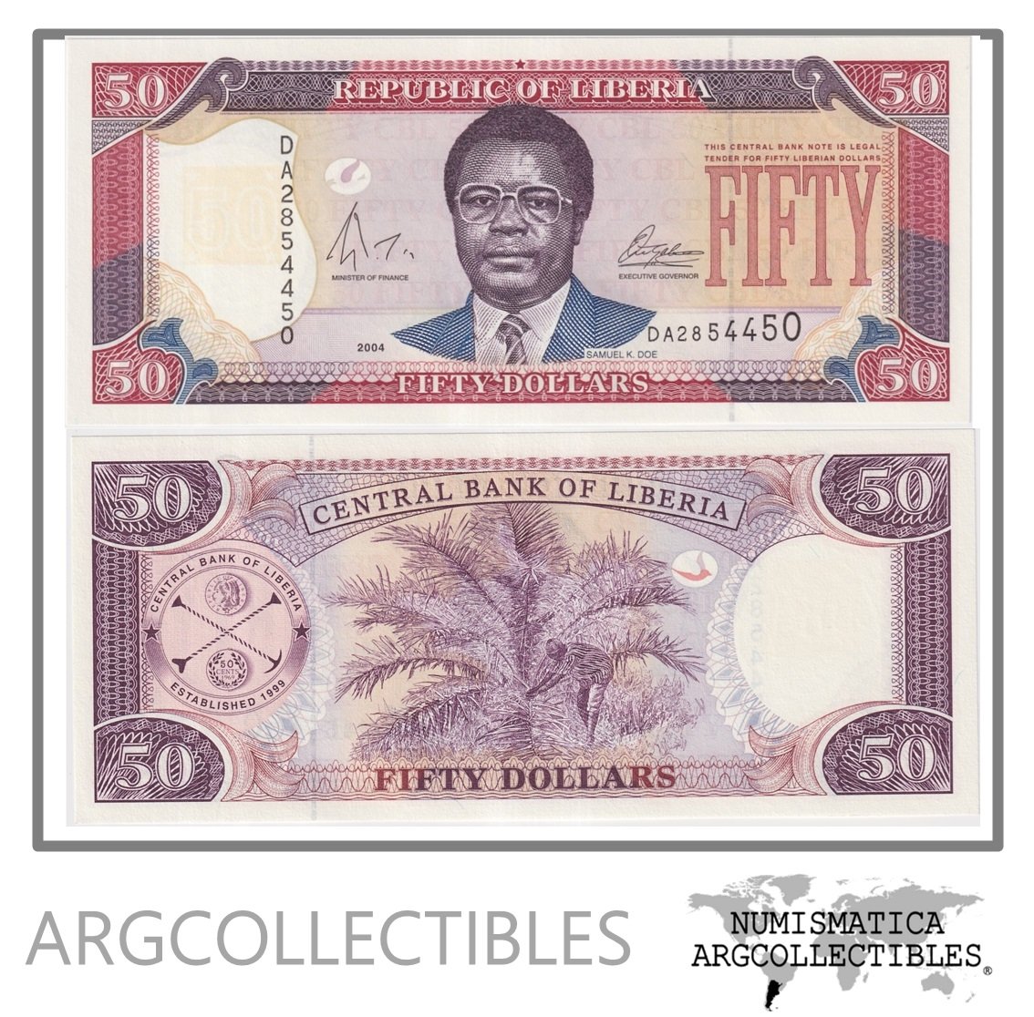 Liberia Billete 50 Dolares 2004 P-29b UNC