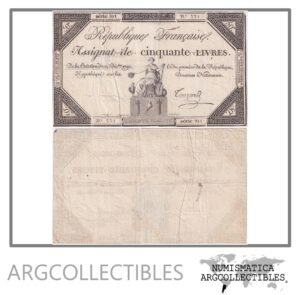 Francia Billete 50 Livres 1792 P-A72 VF+