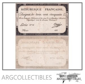 Francia Billete 250 Livres 1793 P-A75 XF (2 Huecos)