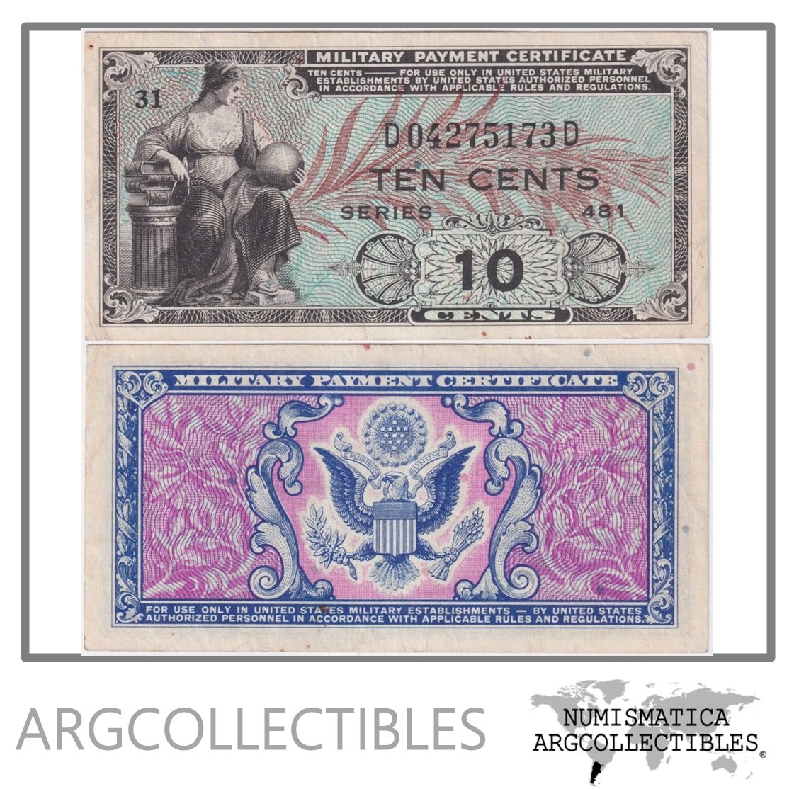 Estados Unidos USA Billete 10 Centavos 1951 P-M23 XF (Pago Militar)
