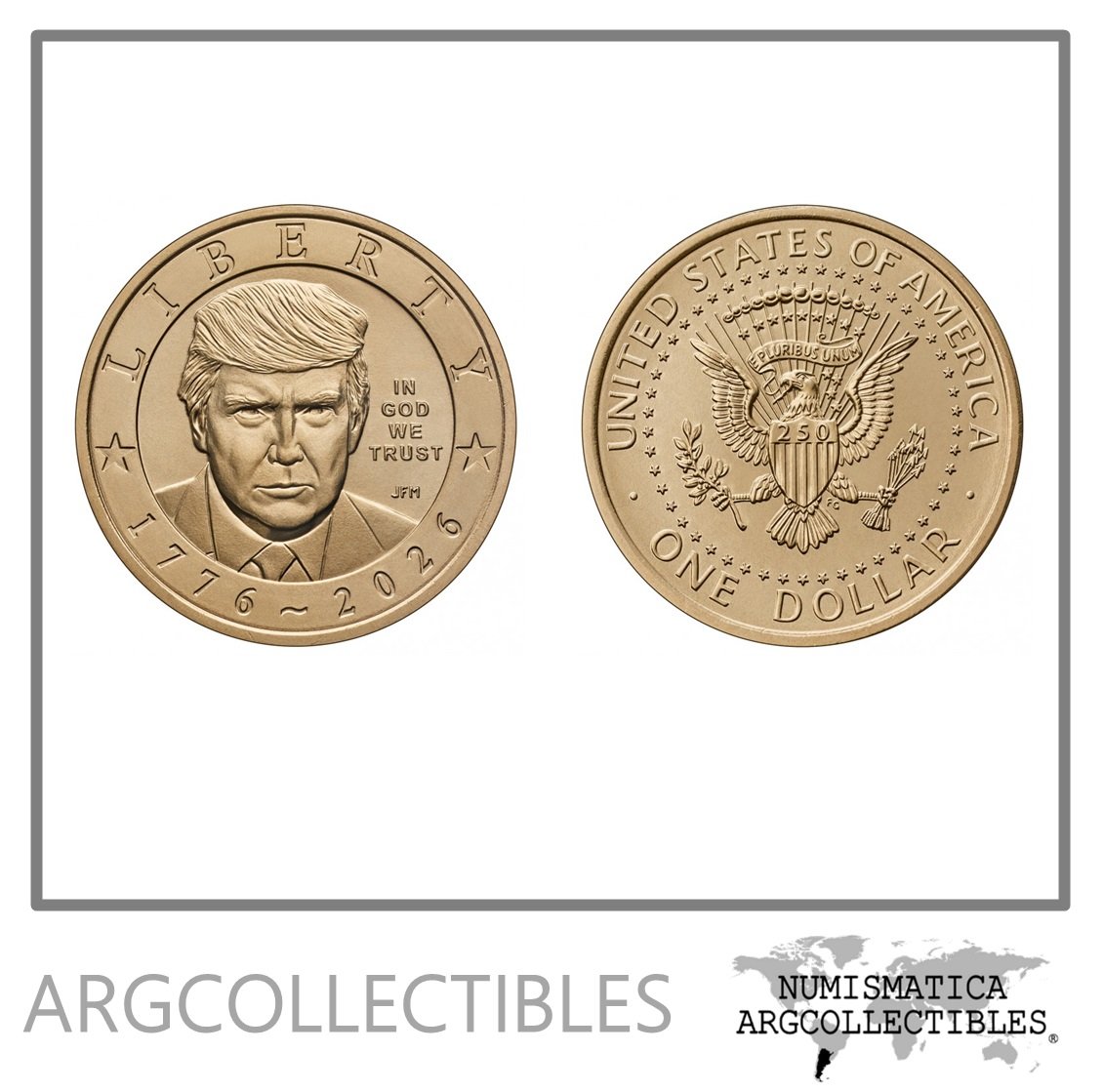 USA Moneda 1 Dolar 2026 P Laton 250 Aniversario Independencia TRUMP UNC