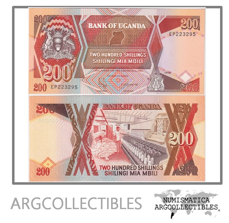 Uganda Billete 200 Shilling 1998 P-32b UNC