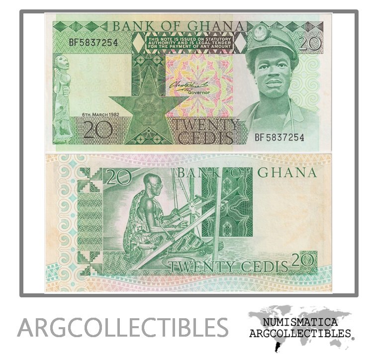 Ghana Billete 20 Cedis 1982 P-21c UNC
