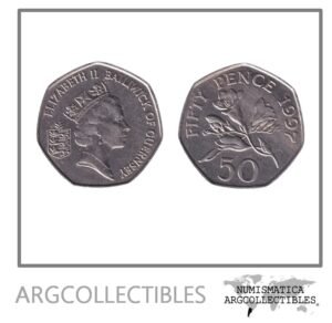 Guernsey Moneda 50 Pence 1997 Flor Cuproniquel KM-45.2 AU