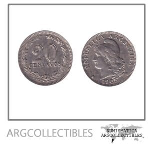Argentina Moneda 20 Centavos 1905 Niquel KM-36/CJ-56 XF